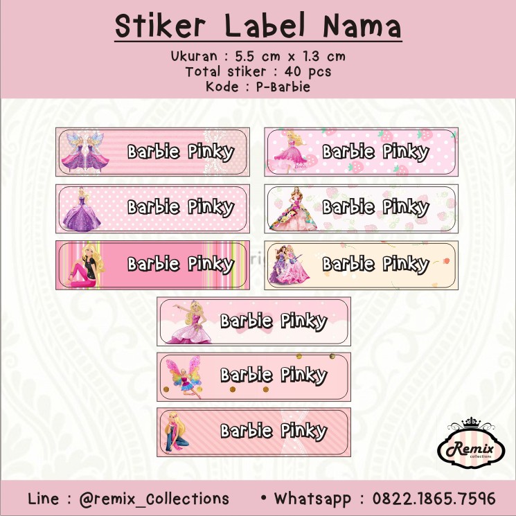 

Stiker label nama tahan air, tidak mudah robek isi 40 pcs