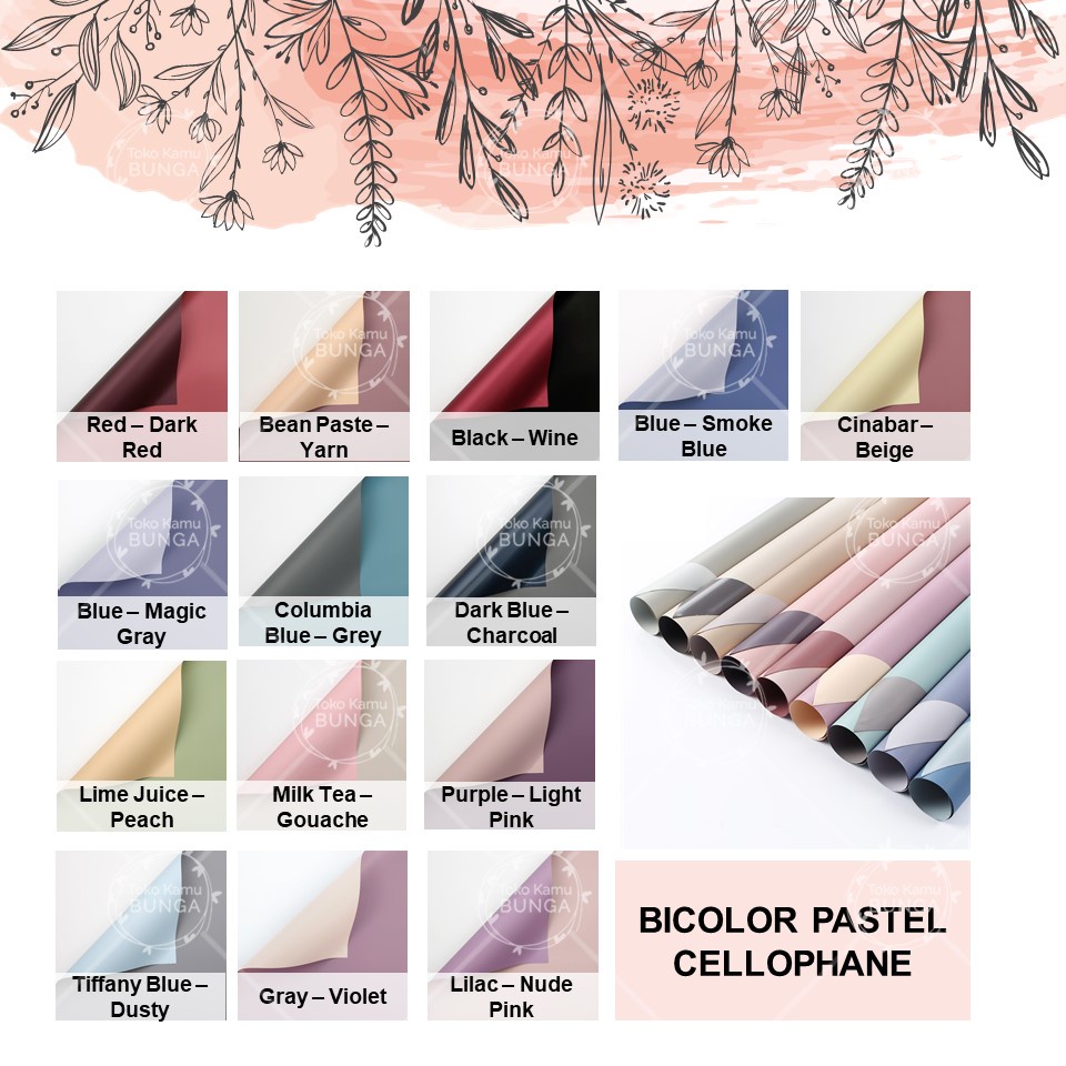 

[5 Lembar] Cellophane BiColor Dua Warna | Flower Wrapping Paper / Kertas Buket Bunga