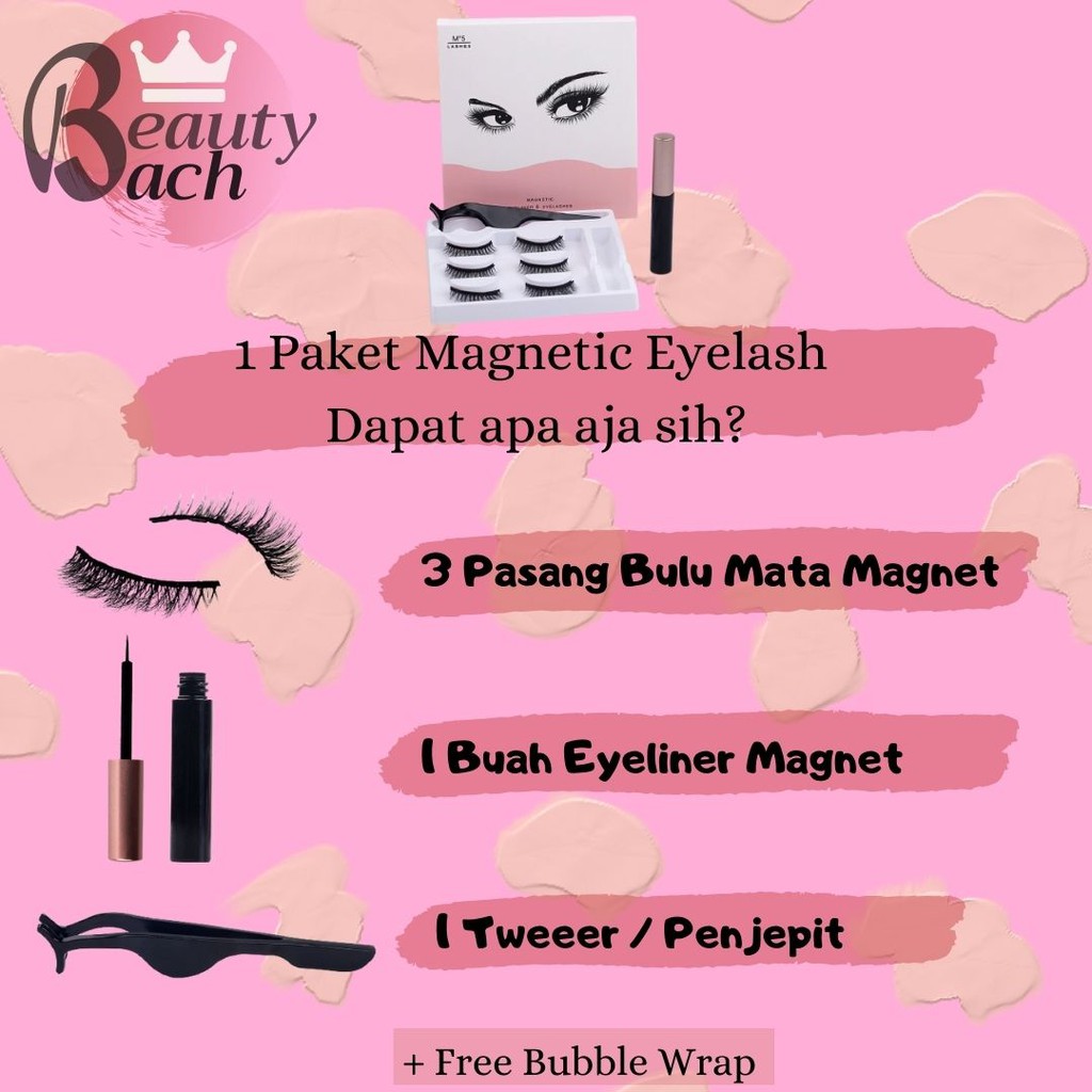 BULU MATA MAGNET 3 PASANG MAGNETIC EYELASH NATURAL 1 SET  EYELINER  3D EYELASHES BULUMATA MURAH