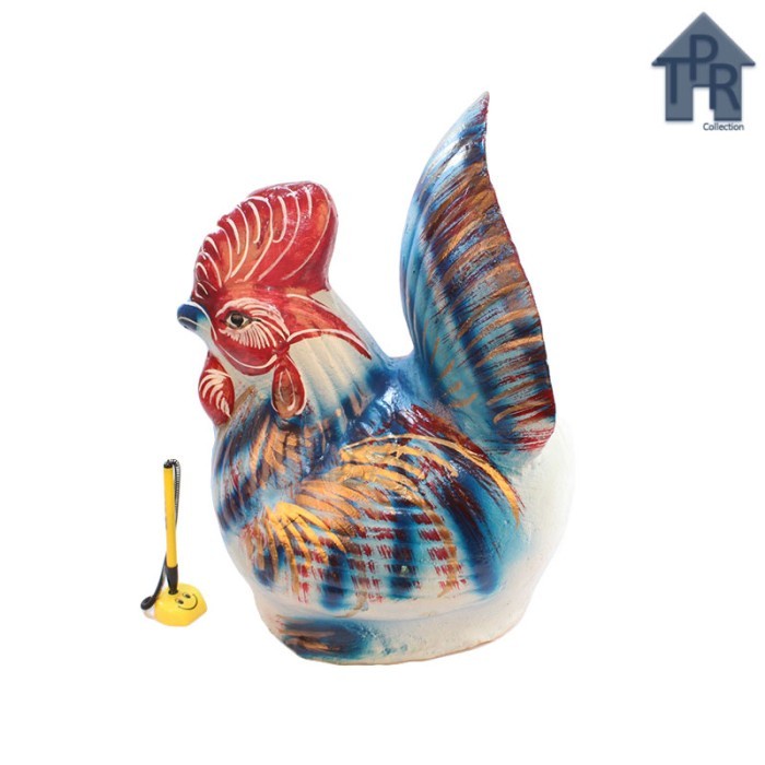 Gerabah - celengan tanah liat / piggy bank / ayam tradisional size XL + packing kayu