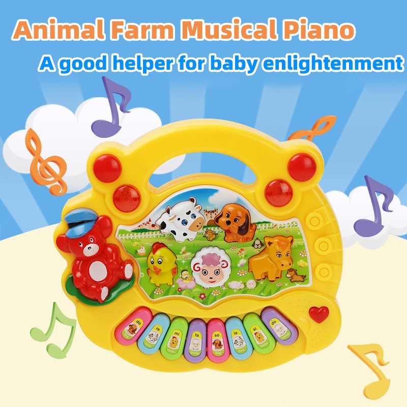 MUSICAL Animal Farm Piano Toy mainan piano anak I Mainan Edukasi Anak Animal Farm Piano Lampu dan Musik