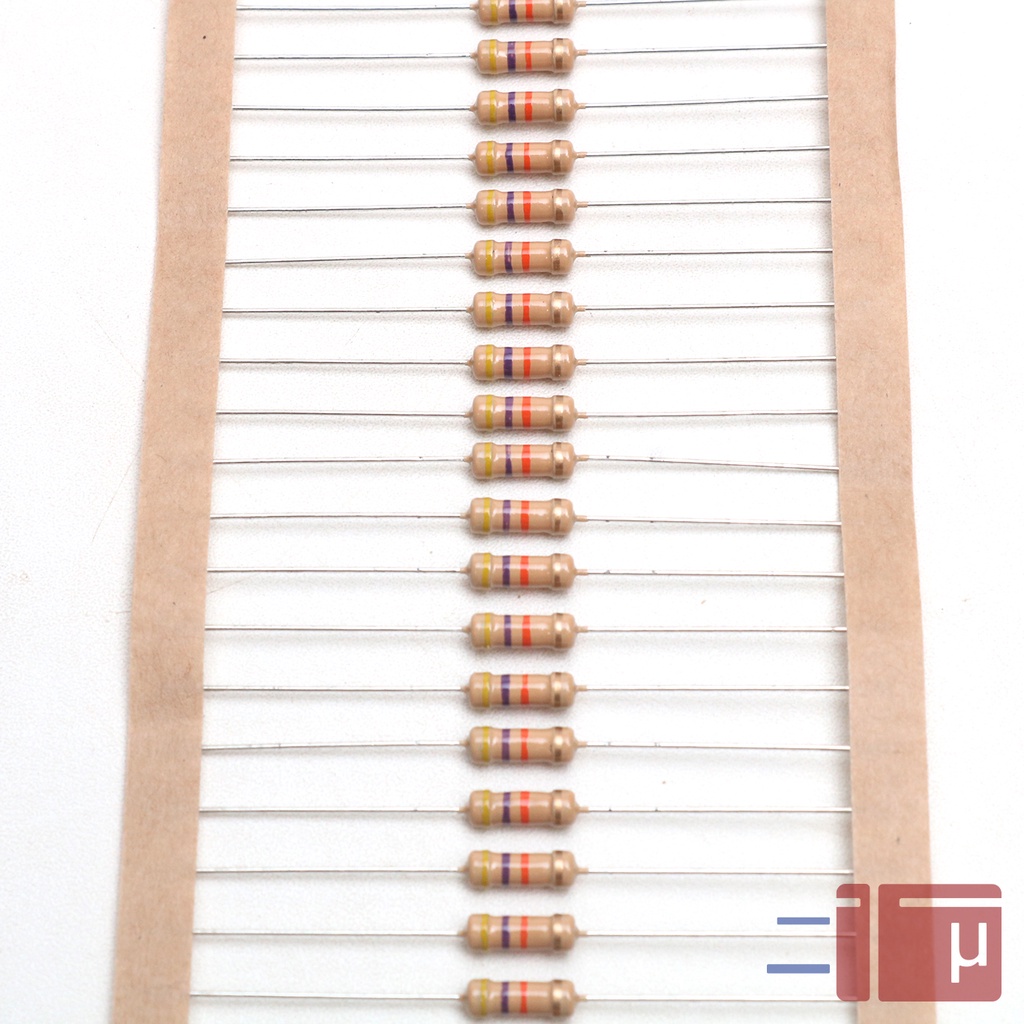 X10 Resistor 47K 1/2W Karbon 5% Taiwan Kaki Tembaga