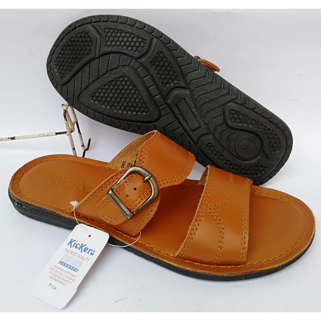 sandal pria kickers kulit original selop casual slide murah terbaru terlaris dewasa kekinian B009