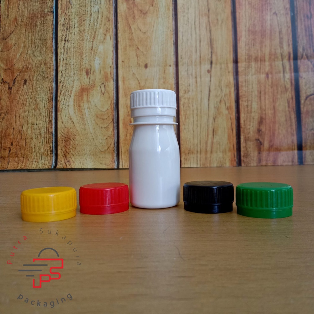 Botol kapsul 50ml / botol bp2 50ml putih / tutup lonk warna varian