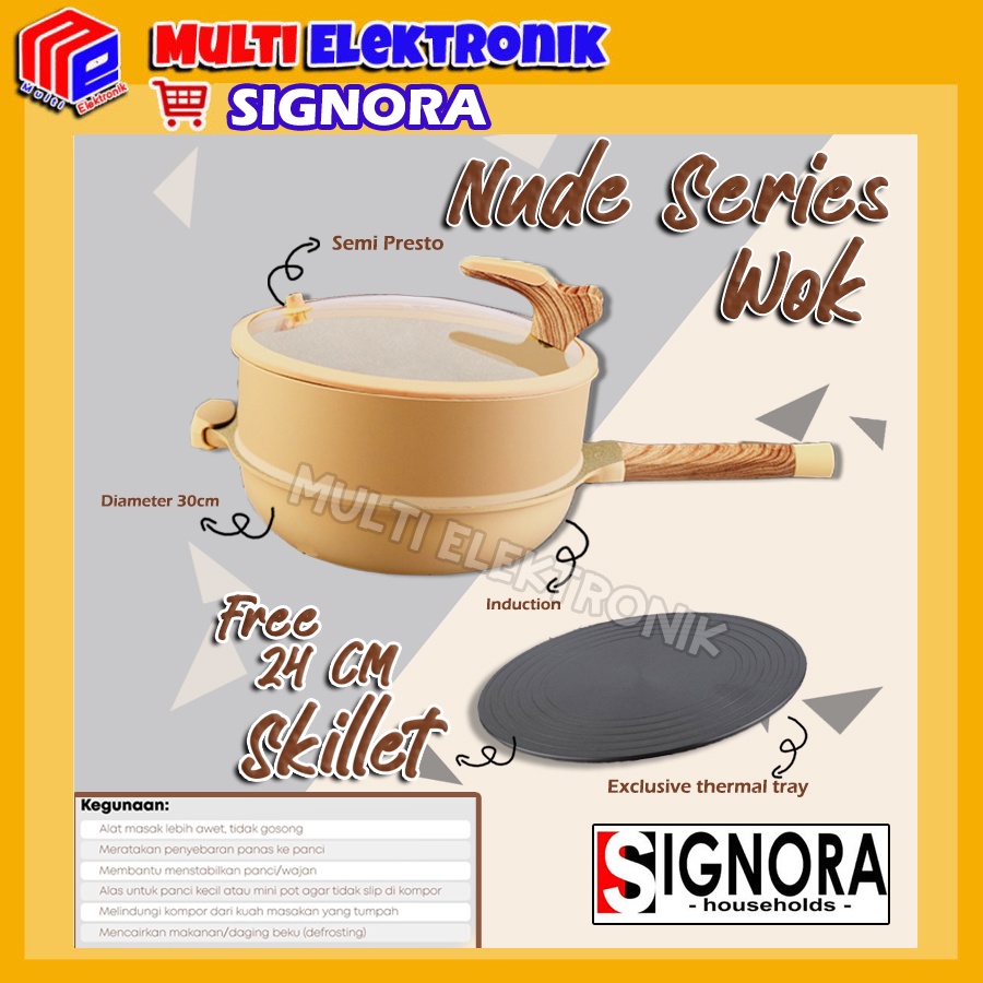 Wok 30 cm Signora with Steamer Nude Series Multifunction