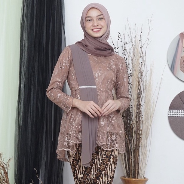 ATASAN KEBAYA TUNIK / TUNIK TULLE / KEBAYA MODERN AURORA SELENDANG ANEKA WARNA