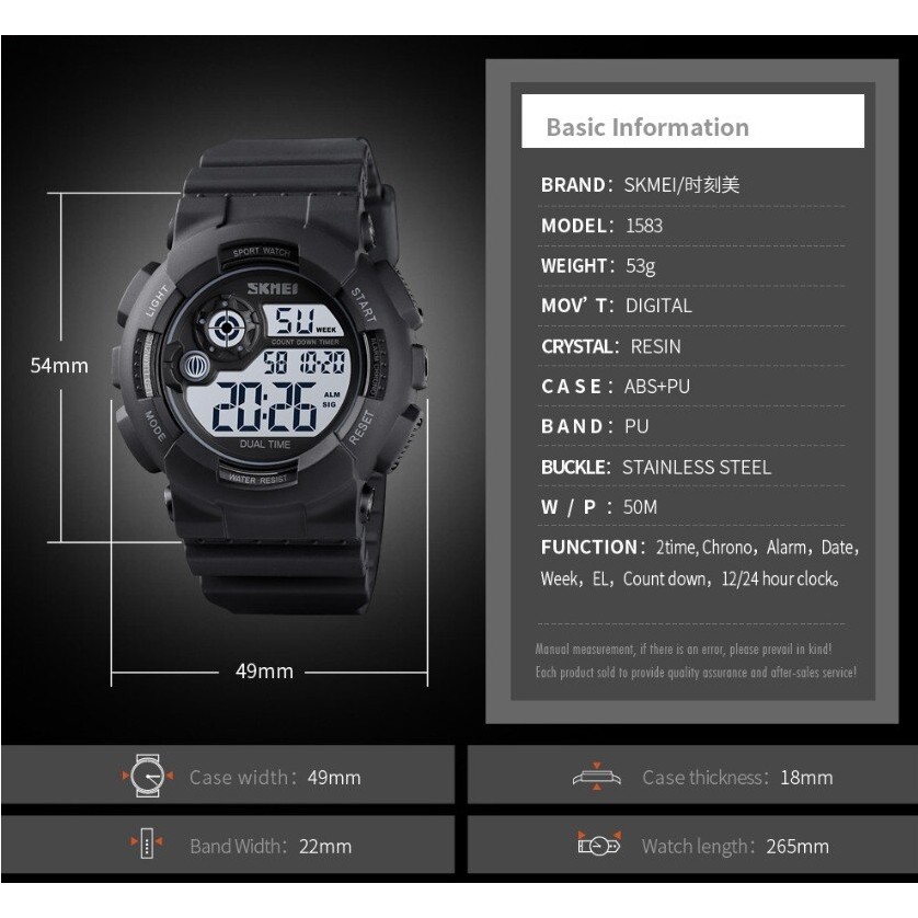 Jam Tangan Pria / SKMEI DG 1583 ABS / Jam Tangan Digital LED Original / SKMEI