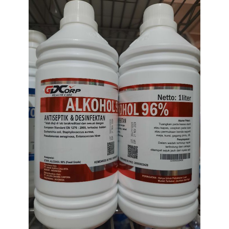 Alkohol Food Grade 70% &amp; 96% GDCorp Health Care Original Izin Kemenkes RI, certificate IPB