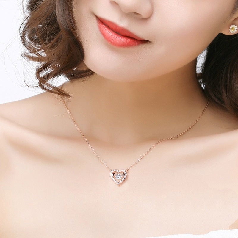 [Ready Stock]Fashion Personality Love Diamond Pendant Necklace