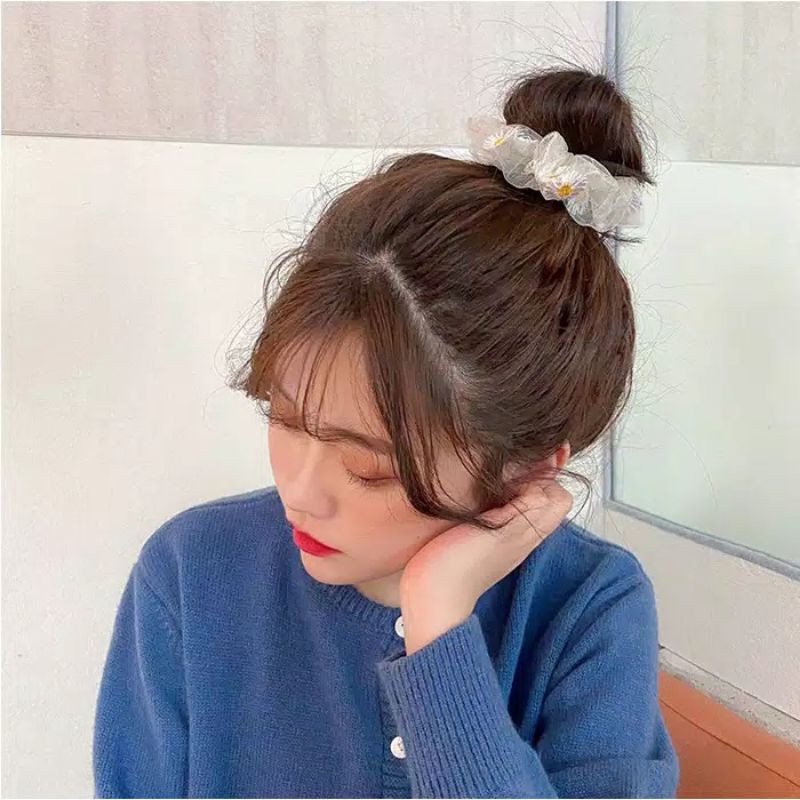 Scrunchie Daisy Ikat Rambut Cepol Rambut Korean Style