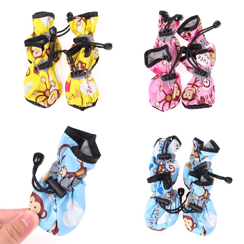 Sepatu Kucing dan Anjing Motif Monyet Pastel Cat Dog Shoes Monkey Shoe Anti Slip