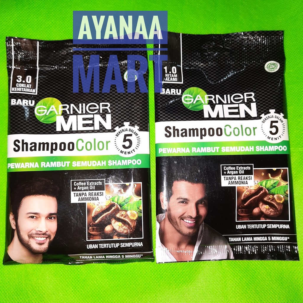 Garnier Men Shampoo Color semir rambut black dark brown hitam coklat