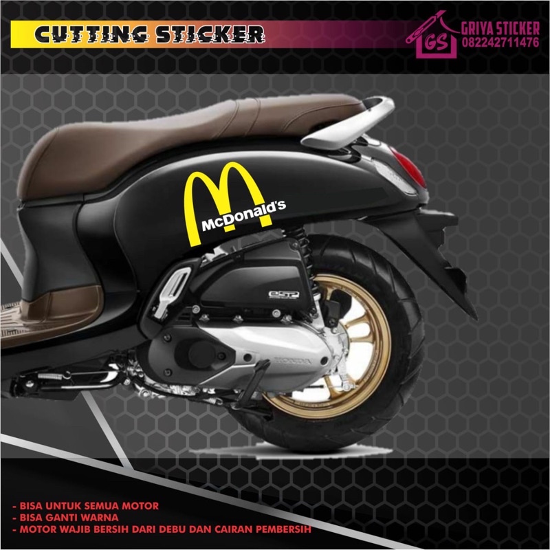 STICKER MOTOR SCOOPY VESPA LOGO MCD Mc donald stiker viral