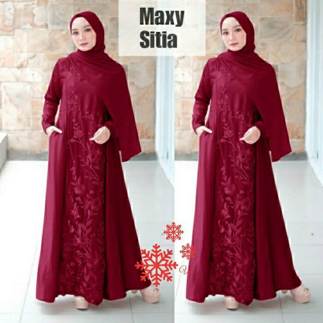 Sitia Maxi Dress Pesta Brukat Gamis Brokat Terbaru Baju Muslim Wanita Murah Gamis Brukat Mewah