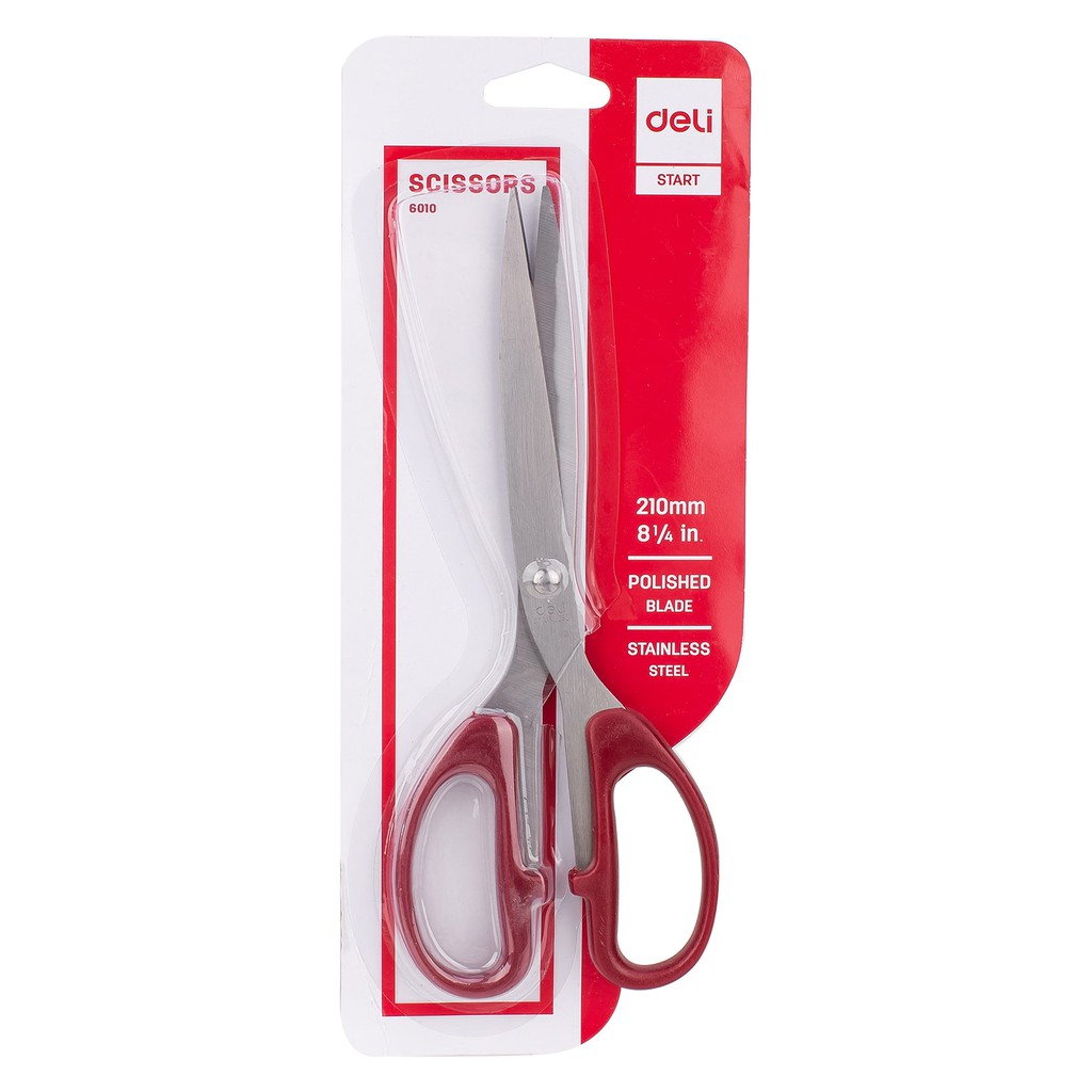 HAPPY TIME DELI GUNTING STAINLESS STEEL BESAR 210mm SCISSORS SUPER TAJAM ANTI KARAT GUNTING TAJAM ALAT TULIS KANTOR SEKOLAH KULIAH E6010