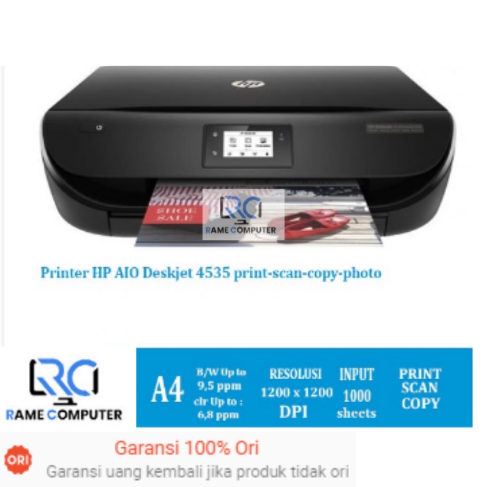 HP AIO Deskjet 4535 print/scan/copy/photo BLACK- 100% ORIGINAL