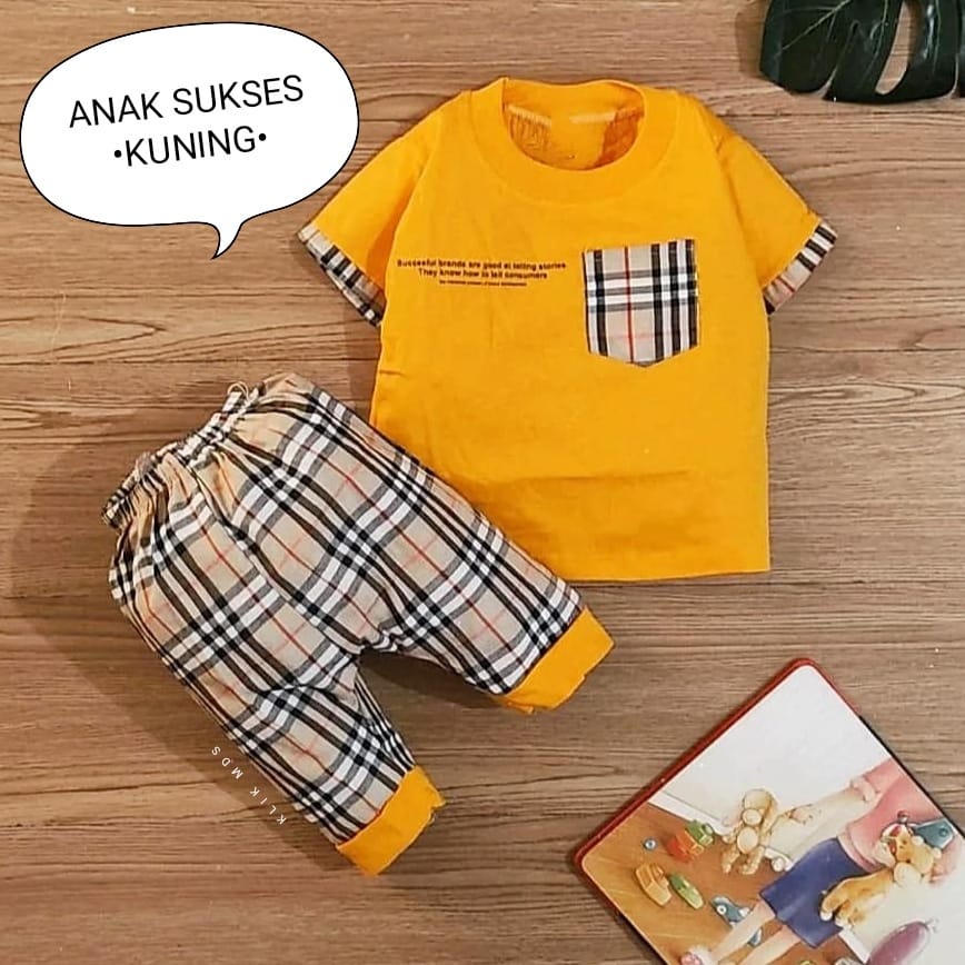 Klik Mds Setelan Baju Bayi Laki-laki 0 - 6 Bulan Atasan Dan Celana Motif Joger Anak Sukses / 1 Ukura