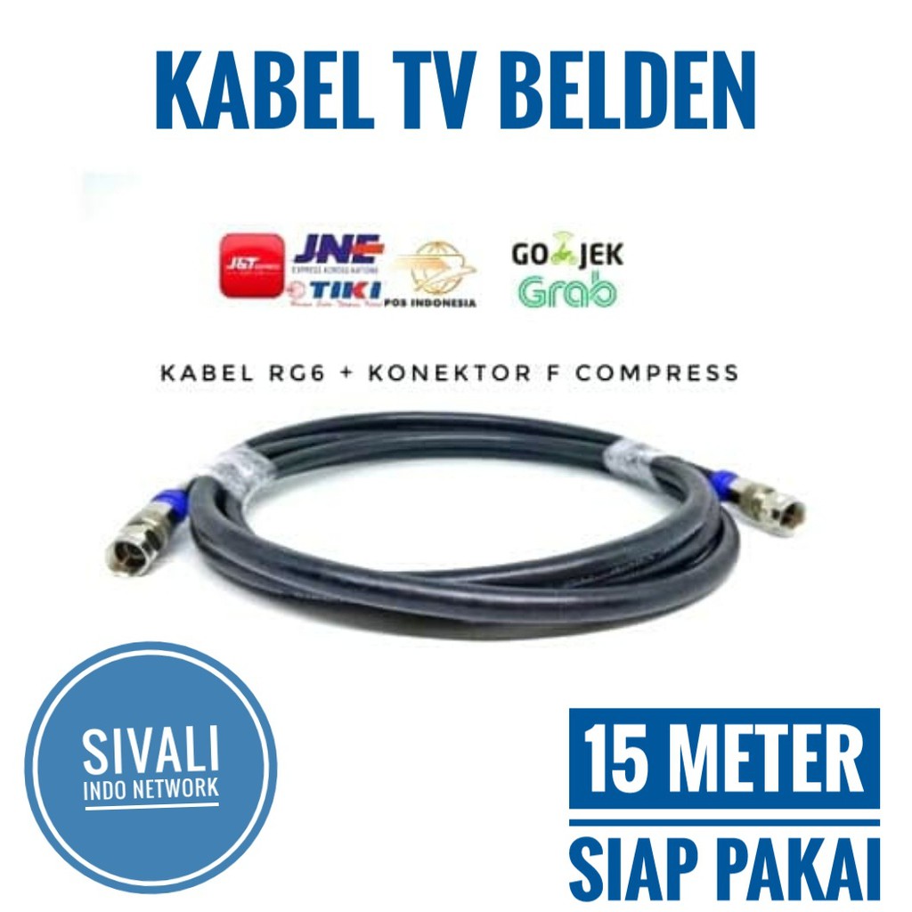 KABEL TV BELDEN F COMPRESS PANJANG 15 METER SIAP PAKAI