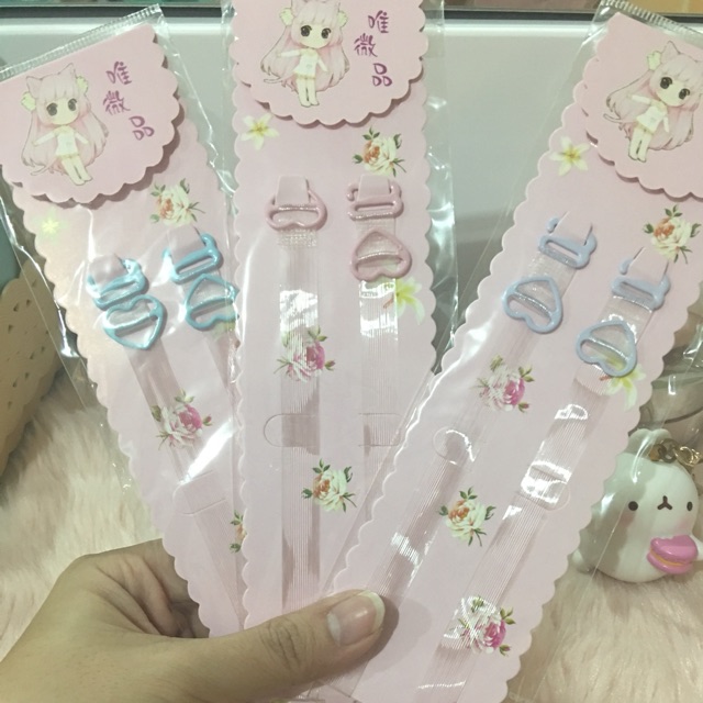 Tali bra BH bening transparan POLOS kait model love hati warna pastel