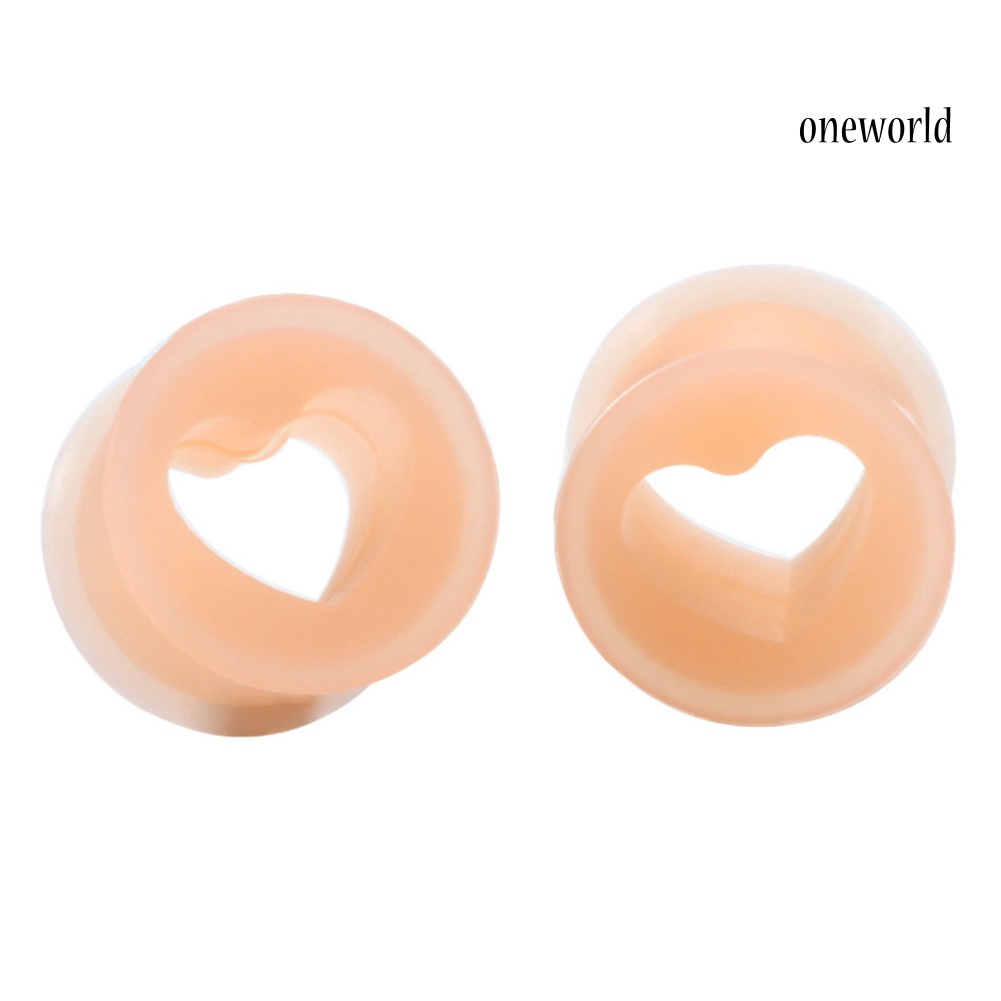 OW# 1Pc Unisex Heart Shape Silicone Ear Plug Tunnel Expander Body Piercing Jewelry