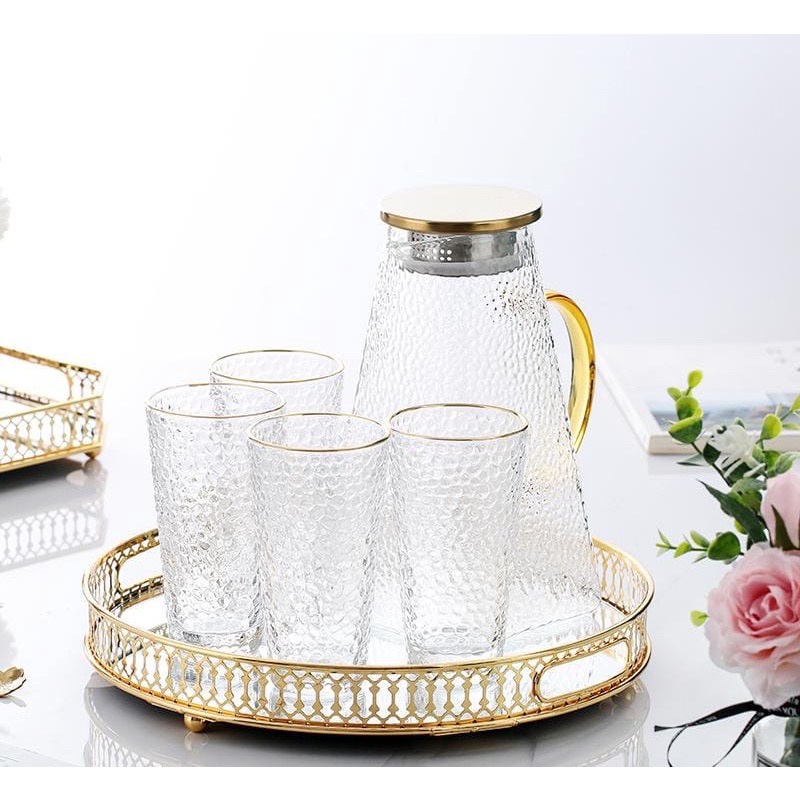 Nampan Dekorasi Home Tray Ekslusif Mirror Gold Baki Mewah Aksesoris Luxury Kaca