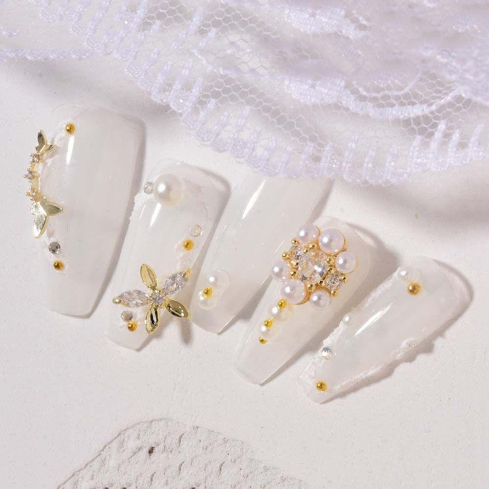 AUGUSTINA Augustina Nail Art Berlian Imitasi Fashion Zirkon Mutiara Ornamen Berlian Busur Jepang DIY Dekorasi Nail Art