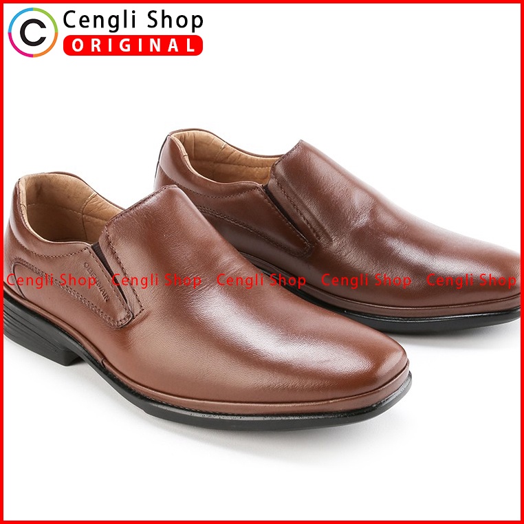 SEPATU OBERMAIN PRIA ORIGINAL PANTOFEL FORMAL KULIT ASLI COKLAT OM02