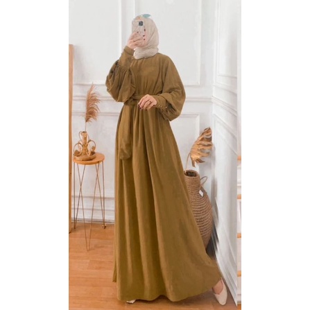 crinkle air flow Gamis lengan balon