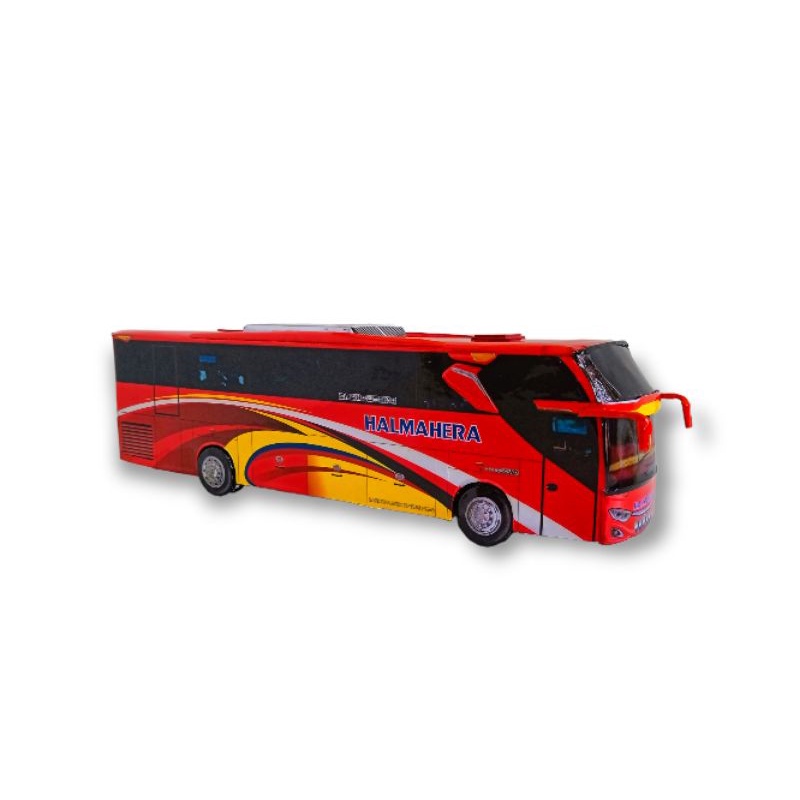 Miniatur Bus Kertas PO Halmahera, Skala 50, Panjang 24 cm