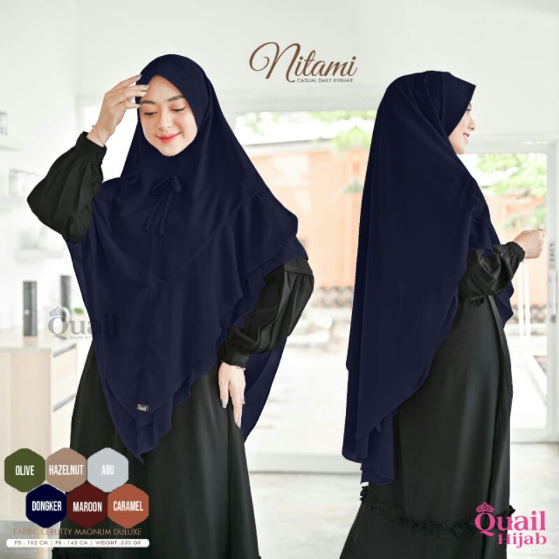 Hijab Khimar Instant Nitami Casual Daily Original Quail / Model Hijab Terbaru