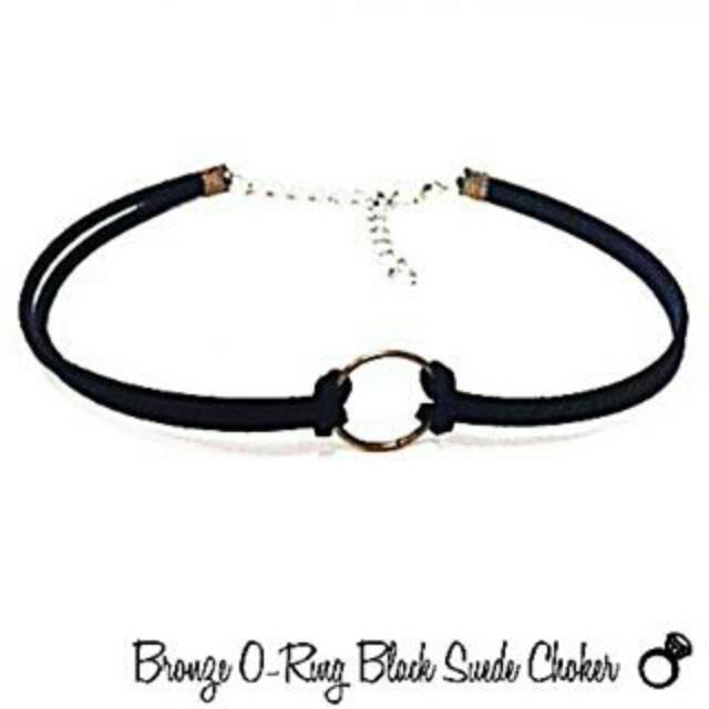 Bronze O-Ring Black Suede Choker Necklace | Kalung Handmade Premium Collection