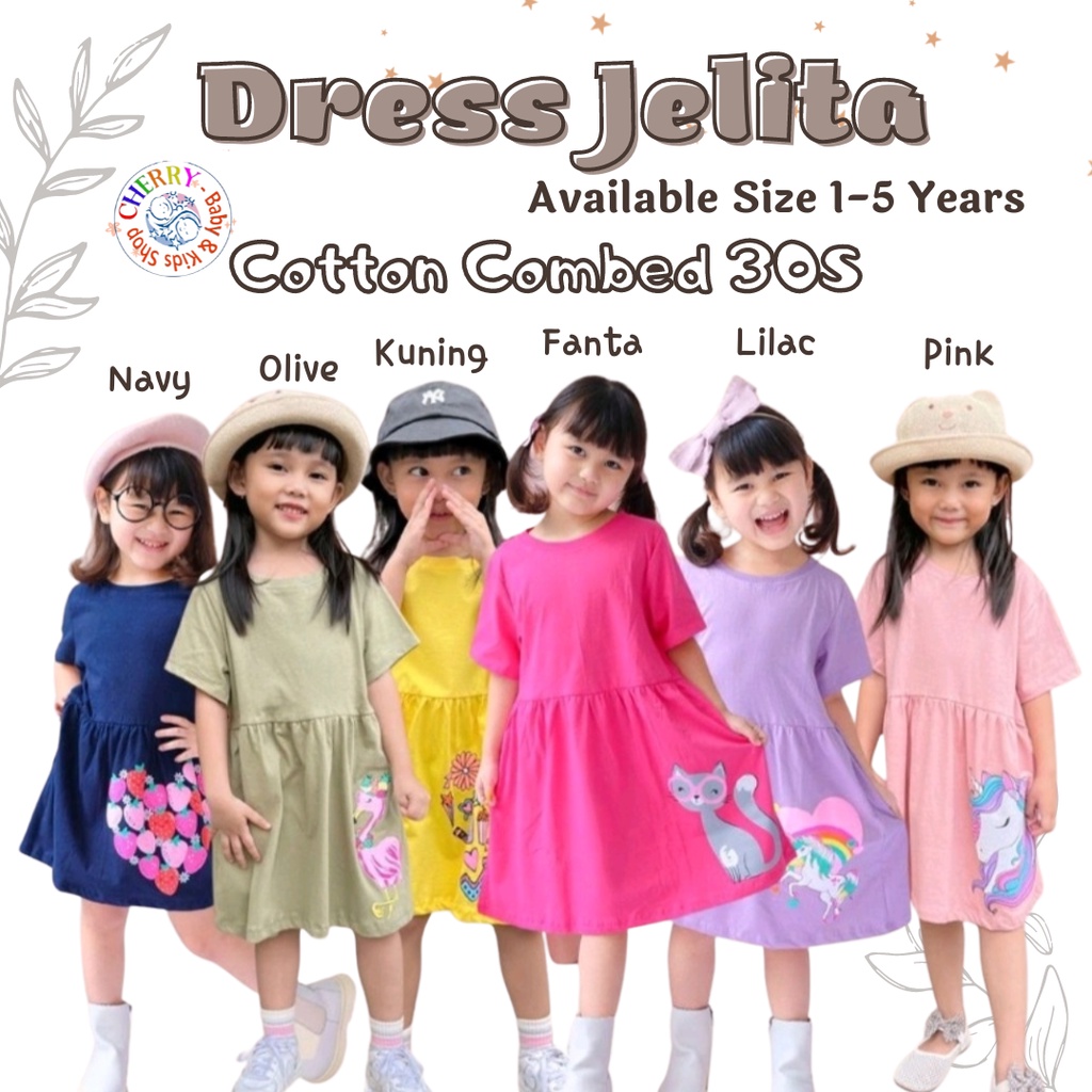 Dress Jelita Anak 1 -5 Tahun Dress Sablon Smilee Dress Anak Lucu Sehari hari CBKS S24