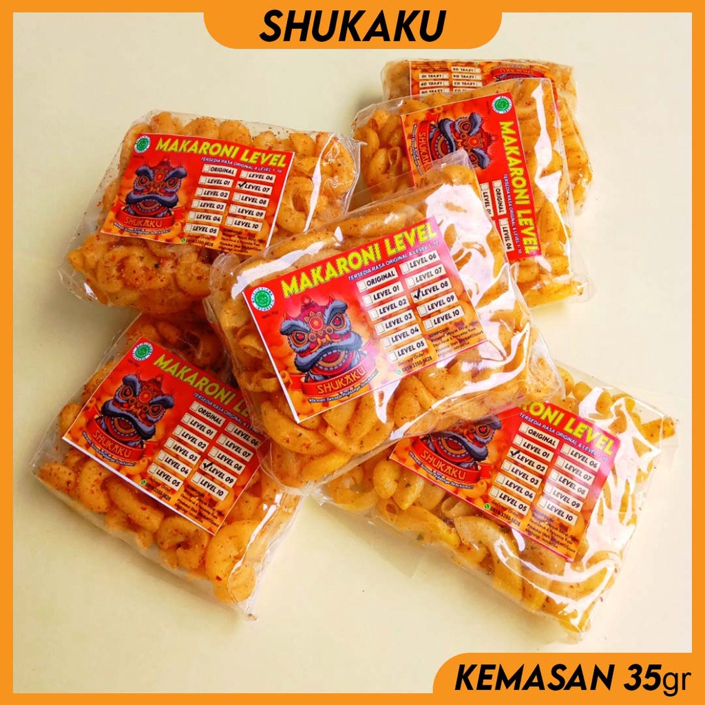 

SHUKAKU Makaroni Level Pedas Level 4 Kemasan 35gram