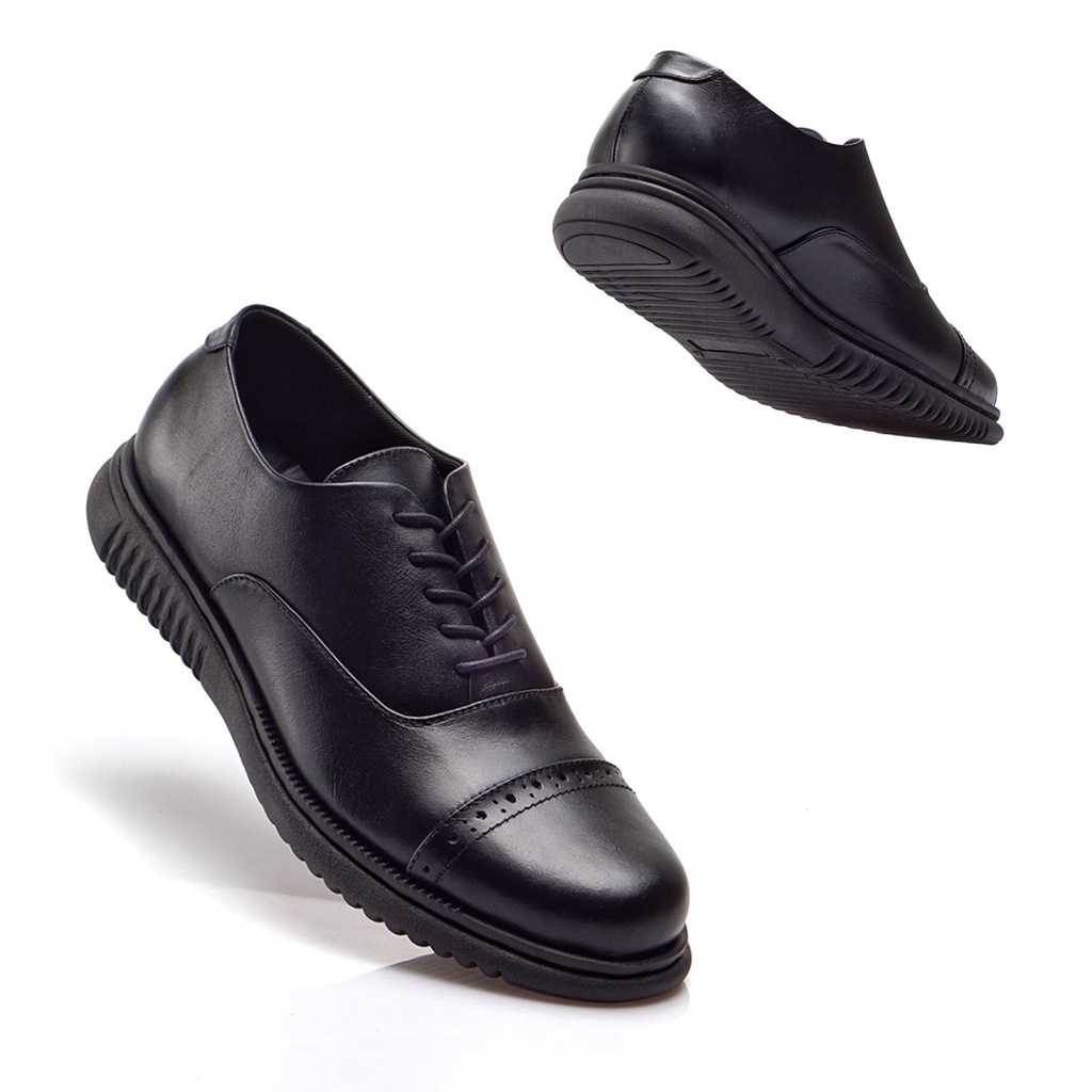 Einstein Black (Kulit Asli) - Sepatu Pantofel Pria Kulit Asli Formal Kerja Kantor Kuliah Casual Tali Pantopel Cowok Pria Oxford Pantofel Hitam Pria