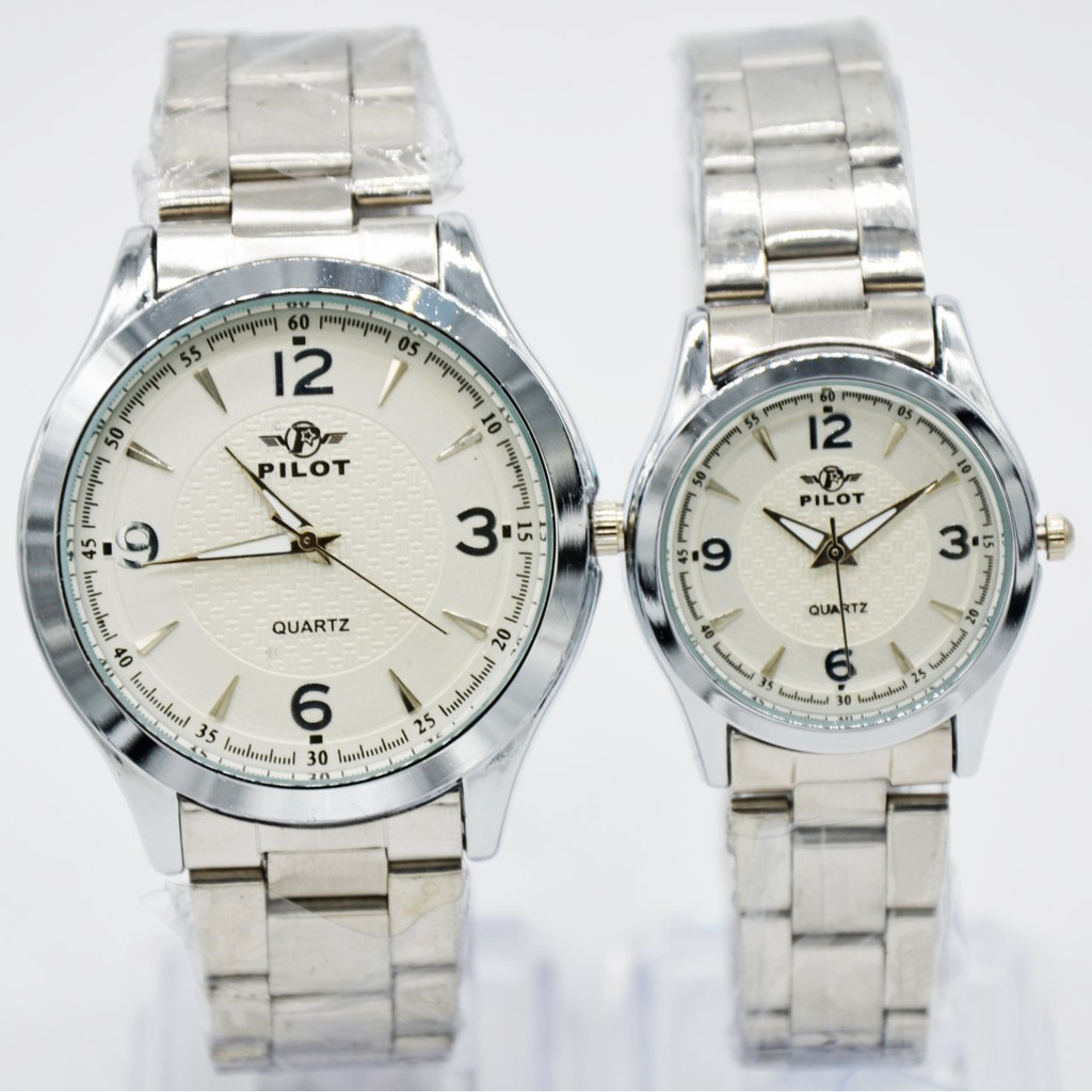 Jam Tangan Couple Pria/Wanita Original Pilot Rantai Steer Silver PL7631