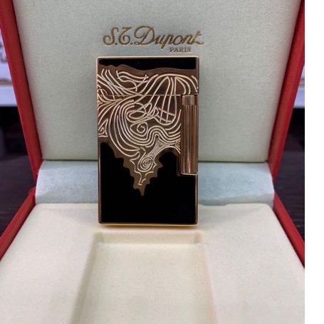 korek st dupont paris ukir grafir atas hitam gold lighter