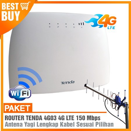 PAKET WIFI MODEM 4G Tenda 4G03 Router & Antena Yagi Grid Extreme Gain ORIGINAL