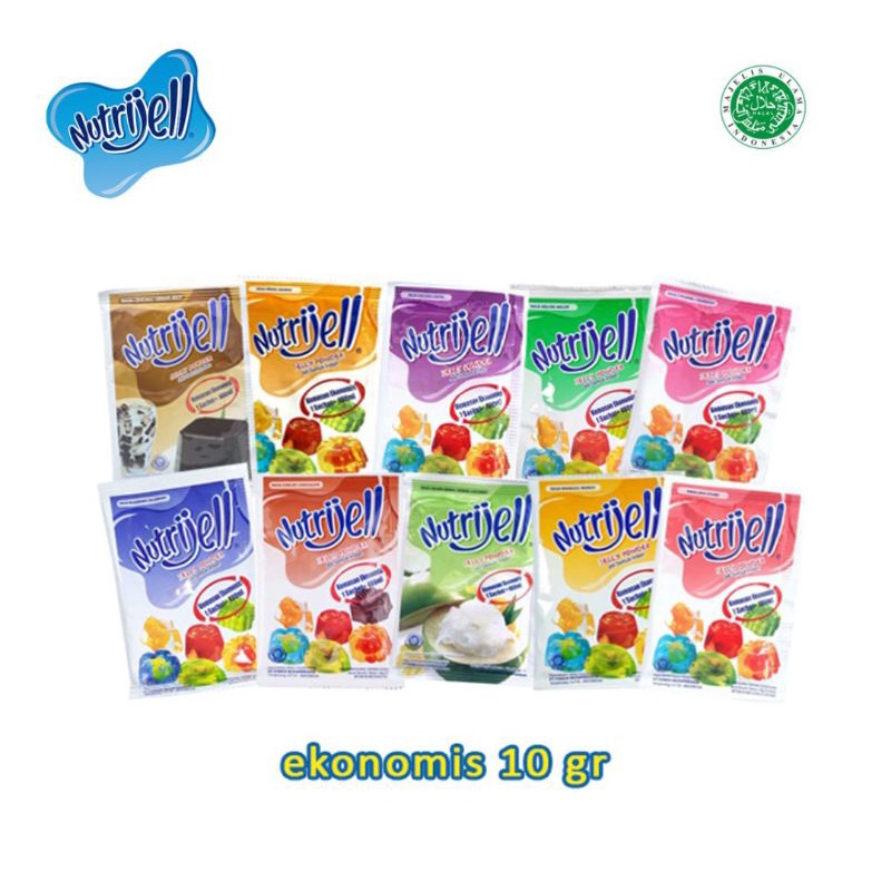 

Jeli serbuk instan (jelly powder) Nutrijell 10 g per pack/dus isi 12 sachet