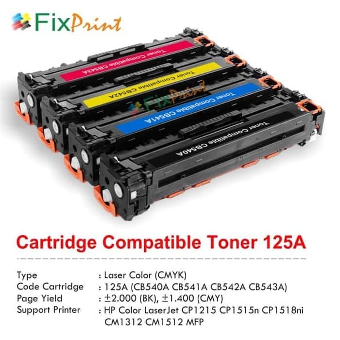 Cartridge Toner Compatible HP 125A CB540A CB541A CB542A CB543A CP1515 FPJNew1693