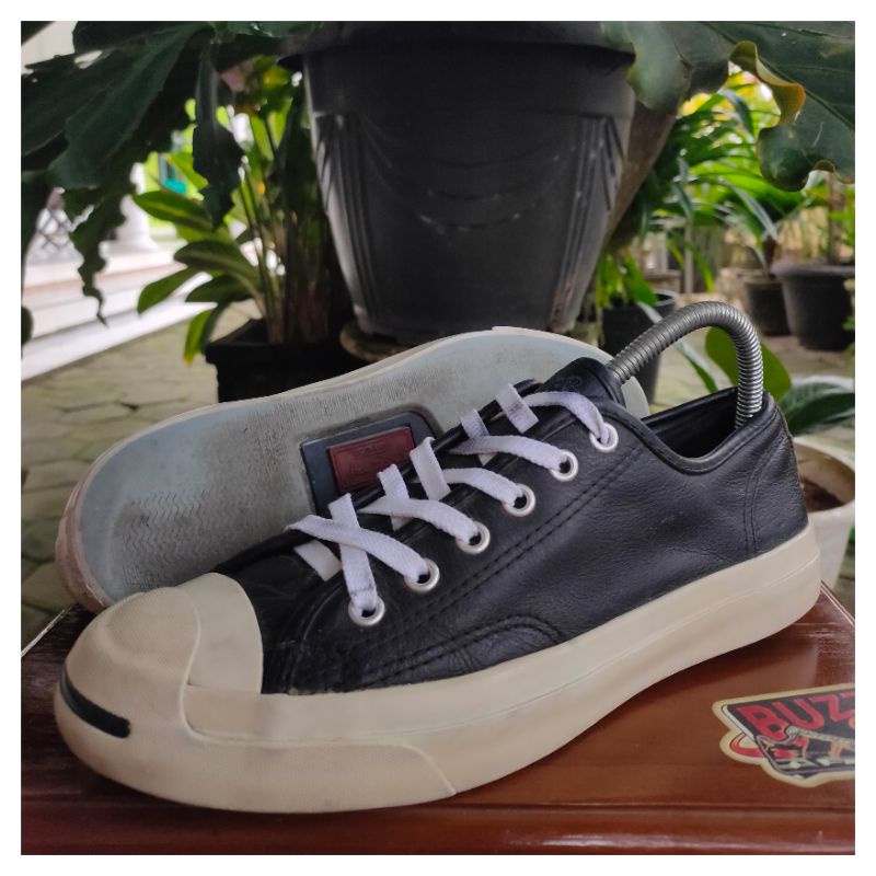 Sepatu Second Bekas Converse Jack Purcell Leather/Kulit Black/Hitam