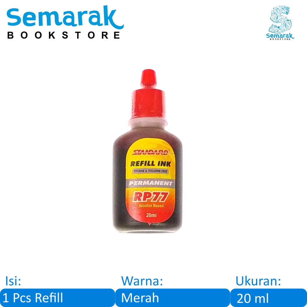 

Standard RP77 Refill Permanent Isi Spidol P77 20 ml - Merah