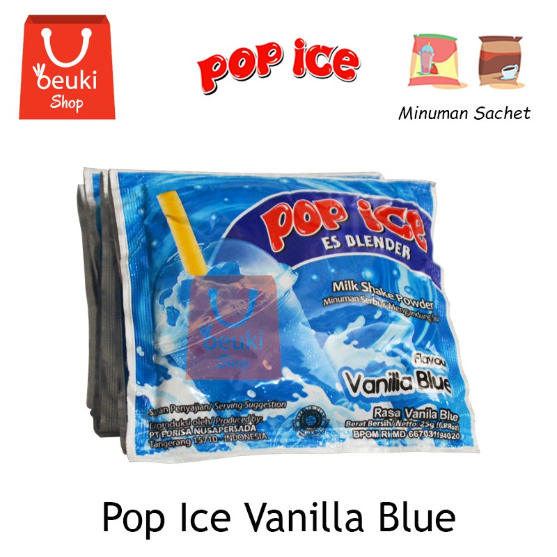 

Pop Ice Es Blender Milkshake Powder Rasa Vanilla Blue Seger Nikmatnya - 10pcs x 25gr