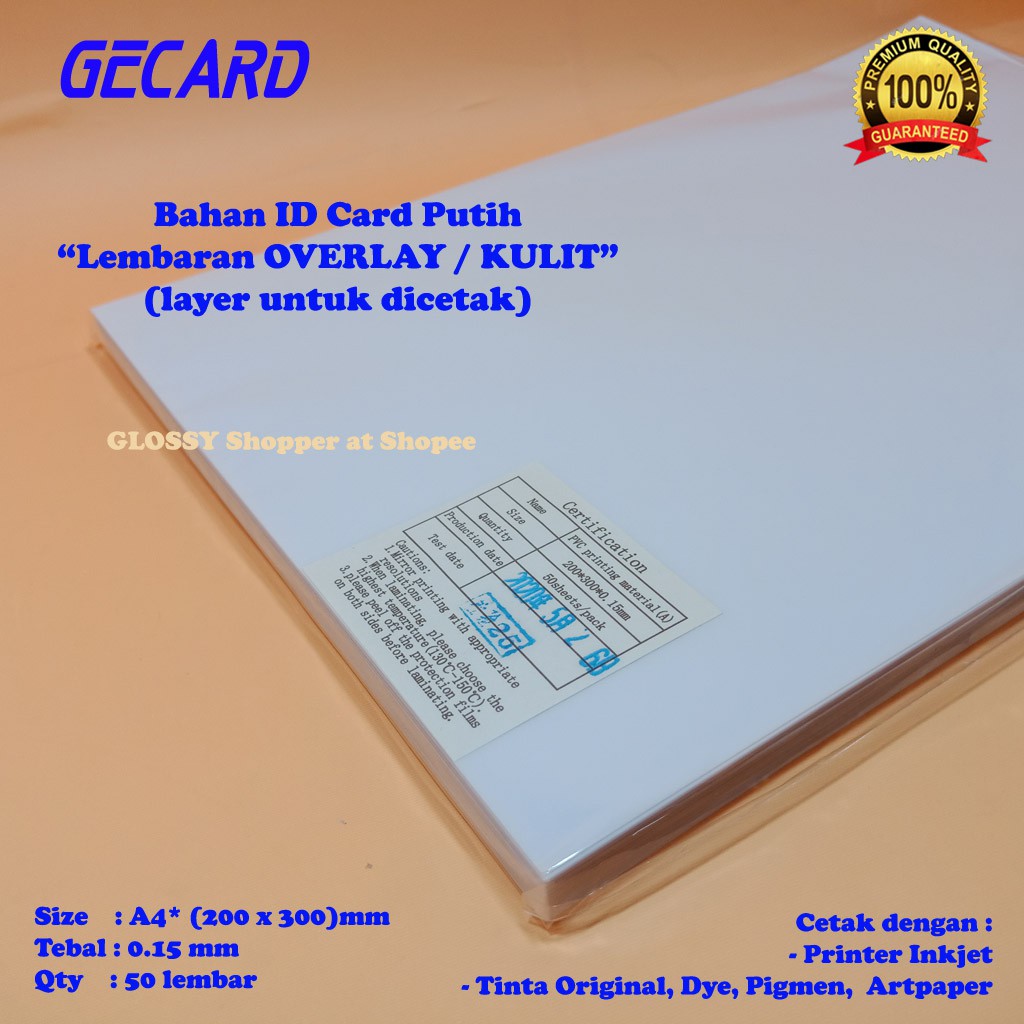 

Bahan PVC ID Card - Overlay Nya Saja - Lembaran Untuk Dicetak JunDW