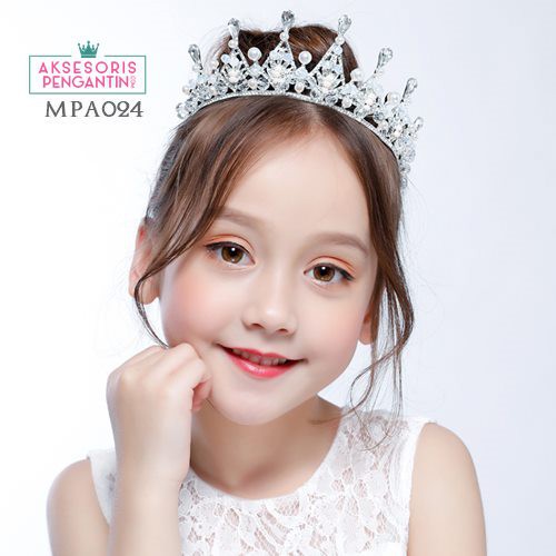 Aksesoris Mahkota Crystal Anak l Crown Mutiara Pesta Putri- MPA024