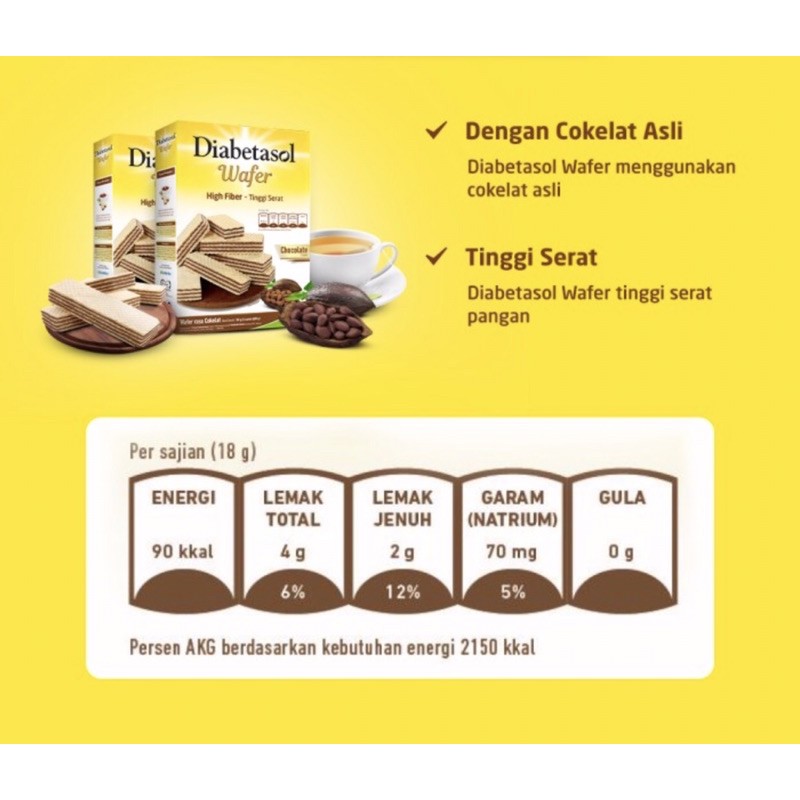 Diabetasol wafer 100 gram ( camilan diet wafer sehat tinggi serat )