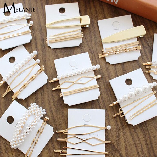 3pcs Jepit Rambut Bobby Pin Bahan Metal Aksen Mutiara Untuk Hiasan Kepala