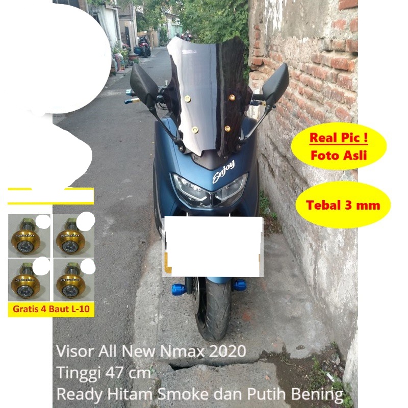 ( Gratis Baut ) Visor Windshield Nmax New 2020 Variasi Tebal 3 mm Tinggi 47 cm Windshield Nmax