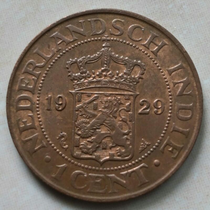 Koin Kuno 1 Cent Nederland Indie 1929 Kondisi Sangat Bagus - B29b
