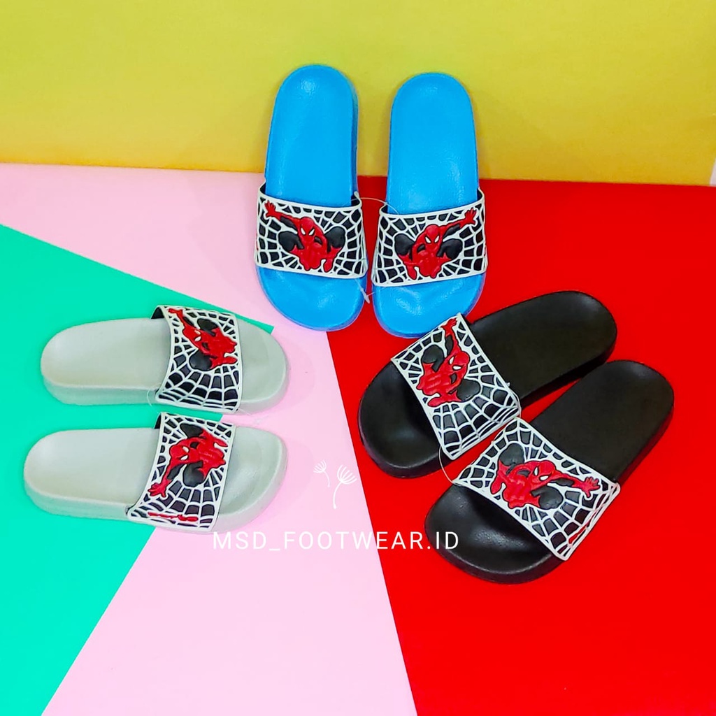 PORTO 1023 T-64 Sandal Anak Laki-Laki Import Sandal Slip-on Bahan Karet Motif Spider-man Lucu Sandal Anak Laki-Laki 5 Tahun