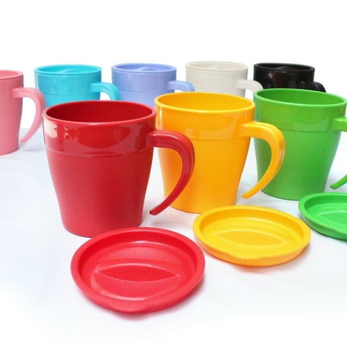 

Baru Mug Set Mug Tutup Mug Plastik Microwave Cangkir Set Gagang Hoya Murah